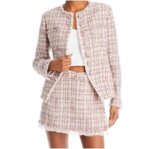 LoveShackFancy Pink Tweed Cropped Blazer